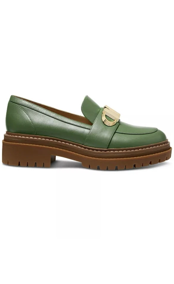 MK EDIÇÃO LIMITADA Kors Feminino Parker Lug Mocassim Couro Verde Oliva Parte Superior - Imagem 2 de 4