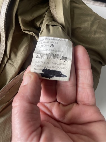 British Army Issue Smock Lightweight Thermal PCS Size XL 190/110 Light Olive - Bild 4 von 15