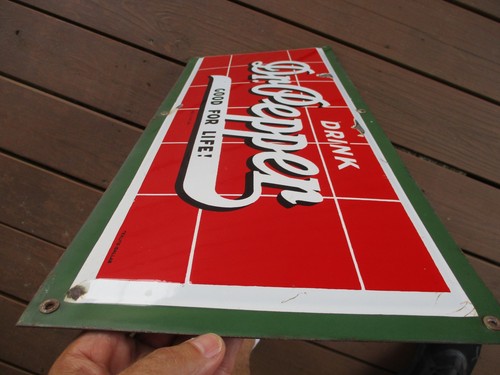 c1930's Dr.Pepper Soda Pop Embossed Porcelain Metal 26.5" Sign - Picture 10 of 17