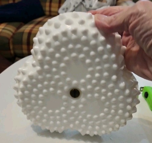 Fenton Hobnail Milk Glass Divided Tidbit Tray with Handle Vintage - Picture 5 of 5