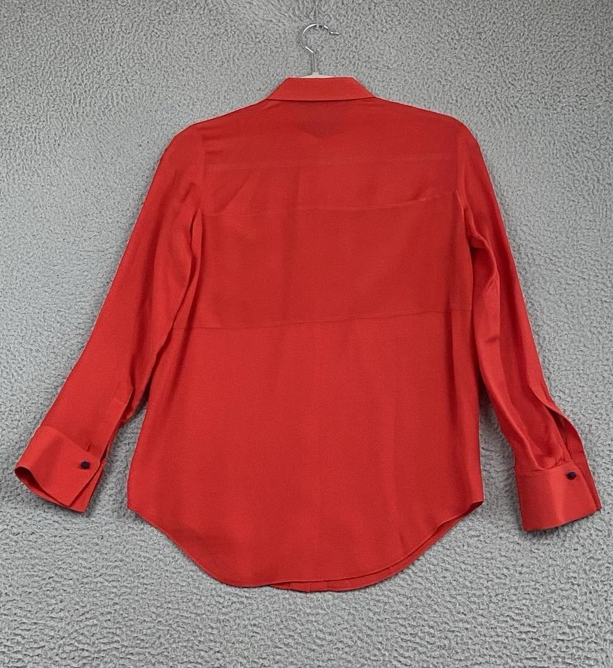 Блузка T by Alexander Wang со скрытыми пуговицами спереди XS манжеты красный китайский лягушка узел - Изображение 3 из 4
