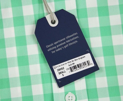 FootJoy Mens Shirt S Performance Long Sleeve Button Front Gingham Sea Green $145 - Picture 6 of 6