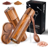 Salz Und PfeffermüHle Holz Set,2 StüCk Manuelle PfeffermüHle,GewüRzmüHle Mit