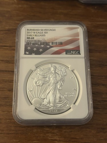 2017 W Burnished Silver Eagle S$1 MS70 First Releases RED,WHITE &BLUE SLABS🇺🇸 - Picture 4 of 7