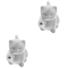  Set of 2 Small Ceramic Jug Patterned Pull Flower Cup Cat Shape Creamer