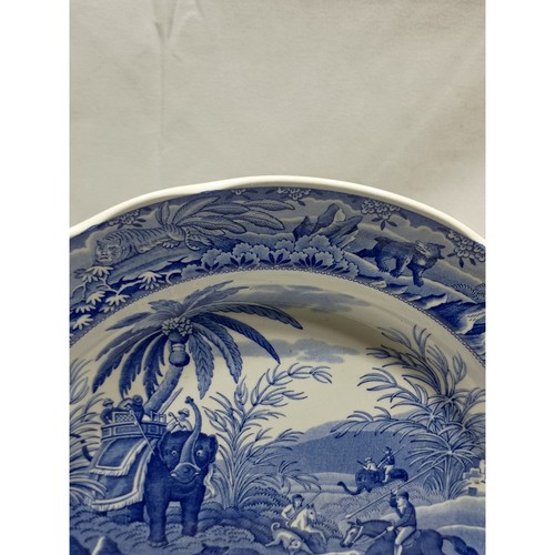 Spode Indian Sporting Collection Plate Blue White Elephant Hunter Dogs - Picture 4 of 12