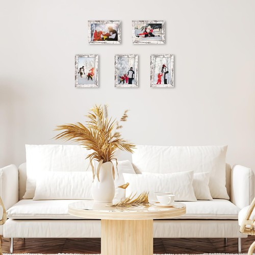 PHAREGE 4x6 Wood Grain Picture Frame Bulk, Set of 18, Distressed White Wood C... - Picture 6 of 7