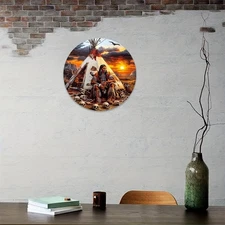 White-Tailed Deer Oil Painting Round Aluminum Sign 8x8 Inch