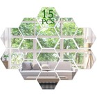 Versatile 15 PCS Hexagon Mirror Tiles - Acrylic Wall Decor for Modern Homes