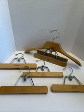 Lot Of 5 Vintage SETWELL Heavy Duty Wooden Suit Coat / Pant Hangers Trousers