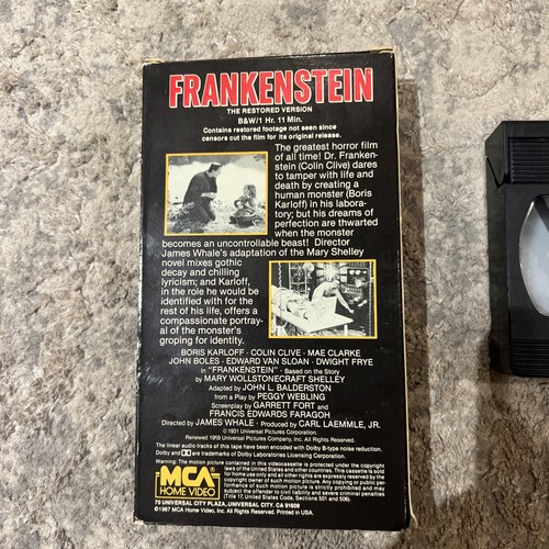 Frankenstein VHS 1931 Universal Monsters 1987 MCA Restored Edition - Picture 4 of 7