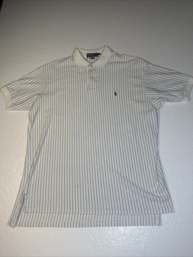 Vintage Polo Ralph Lauren Hemd Herren XL Weiß Streifen Preppy Golf Made In USA