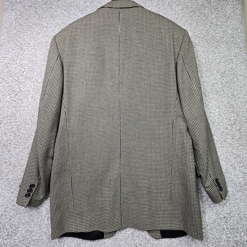 Made in Italy Blazer Mens 42 Black White Houndstooth Wool Sport Coat Jacket - Picture 10 of 16