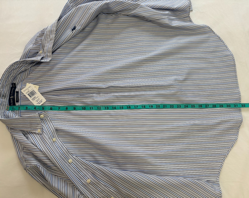 Ralph Lauren Men Classic Fit Blue/Navy Striped Button Down Shirt, Size 16, 32-33 - Picture 11 of 14