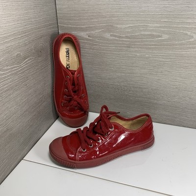 Pataugas Low Top Sneakers Red Patent Leather Lace Up Youth Size 31 US 13C