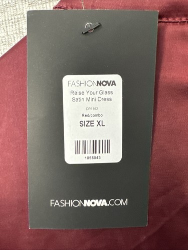 Neu mit Etikett Damen Raise Your Glass Satin Langarm Minikleid weinrot Größe XL - Bild 4 von 4