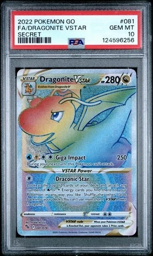 2022 Pokemon Go Full Art Dragonite VSTAR Secret #081 PSA 10 Gem Mint