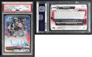 2017 Bowman Draft Chrome Pick Refractor /499 Drew Waters #CDA-DW PSA 9 MINT Auto