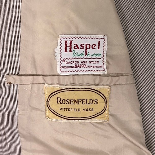 Vintage 50s Haspel Sport Coat Blazer 44S Brown Stripe Dacron Nylon Full Canvas - Picture 3 of 13