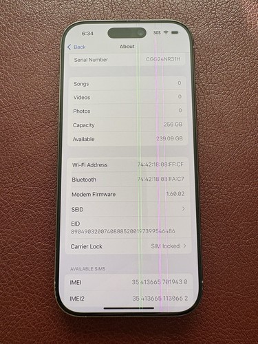 Apple iPhone 16 Pro 256GB (Xfinity) Check ESN Bad LCD/Cracked Back/Front Camera - Afbeelding 2 van 4