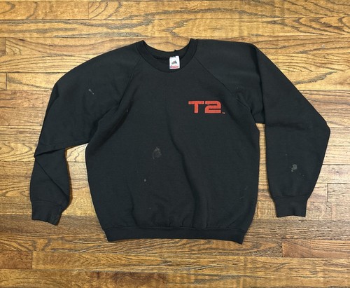 Suéter Vintage Negro Terminator 2 T2 Cuello Redondo - Talla XL 1990 Películas - Imagen 2 de 10