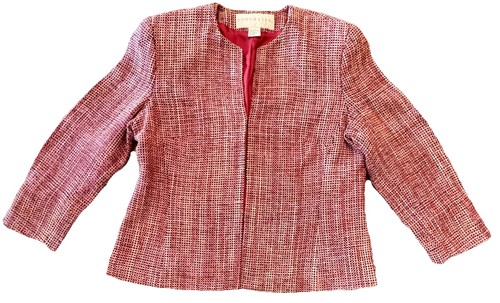 Vintage DONCASTER (12) Rosa & Schwarz Tweed 100% Seide Blazer/Jacke 3/4 Ärmel - Bild 13 von 17