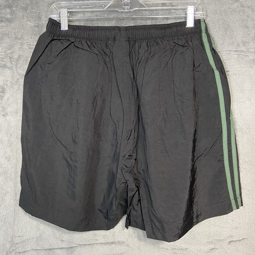 Vintage Adidas Shorts Youth XL Running Black Green Nylon Embroidered Logo 90s - Picture 7 of 14