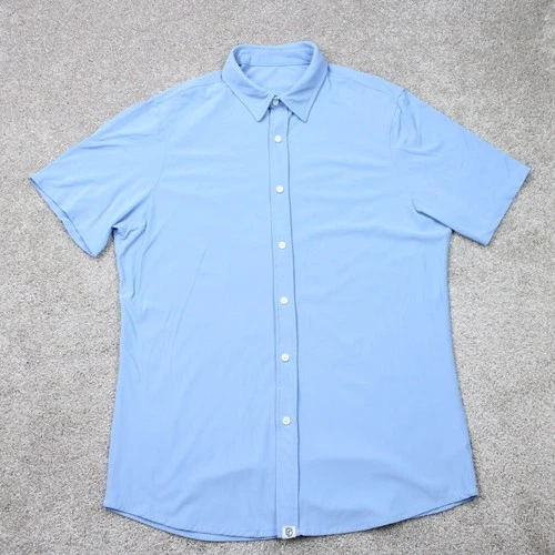 Born Primitive Shirt Men XL Blue Nylon Stretch Short Sleeve Casual Button Preppy - product listing photo