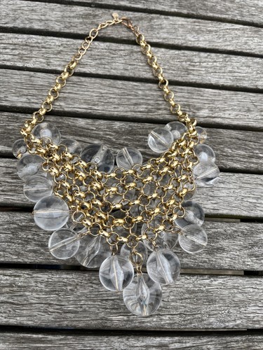 Vintage Clear Lucite Large Bubble Statement Necklace Signed Whimsical - Picture 6 of 9