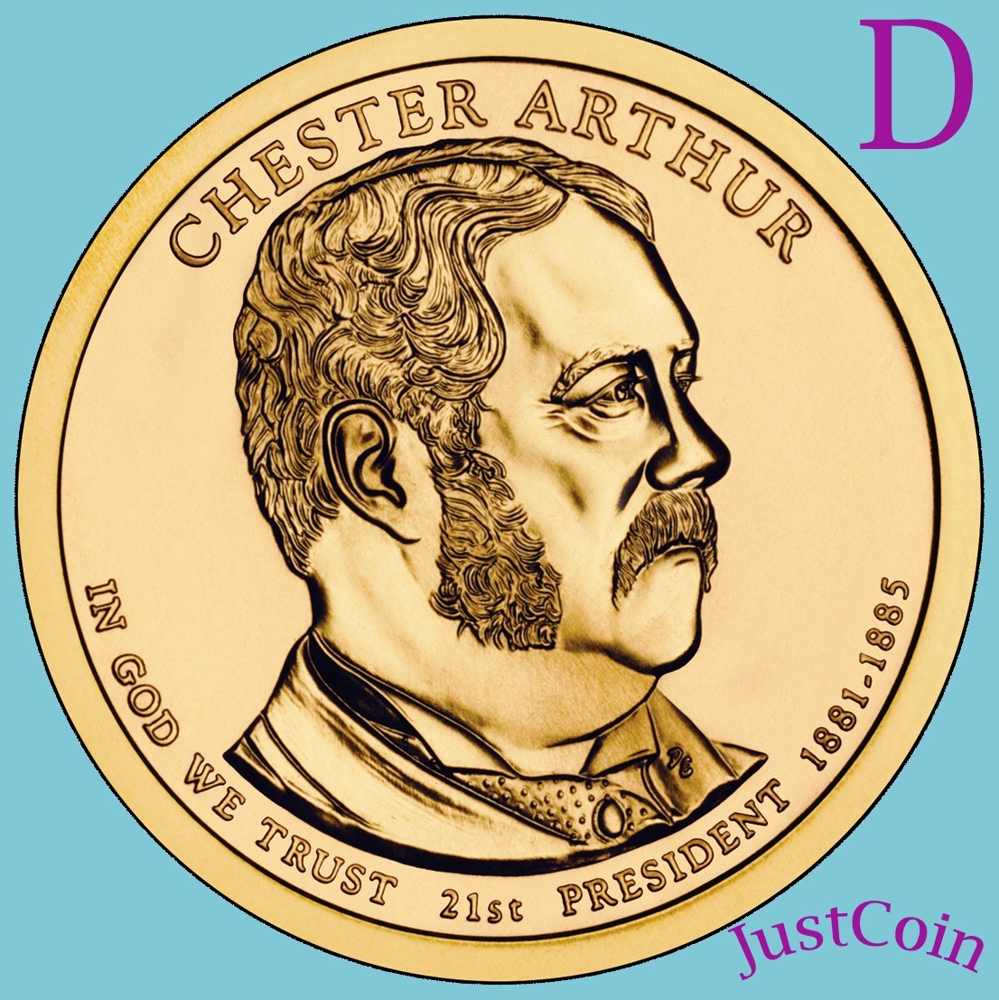 2012-D CHESTER ARTHUR GOLDEN PRESIDENTIAL DOLLAR UNCIRCULATED FROM