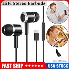 USB C Type C Earphones Wired Earbuds HiFi Stereo Noise Canceling in-Ear Headset
