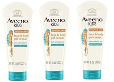 BL Aveeno Kids Face Body Gel Cream Sensitive Skin 8oz Tube Three Pack