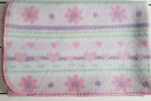 Baby Connection Blanket Flower Heart White Pink Purple Flowers Hearts Fleece - Picture 2 of 4