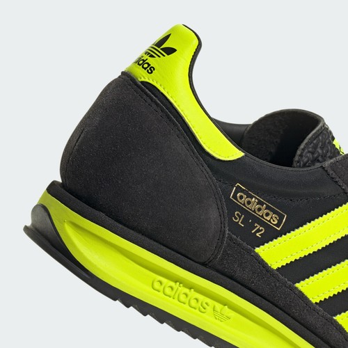 New Adidas SL 72 RS Suede Shoes - Core Black/ Solar Yellow (IG4647) - Picture 7 of 8
