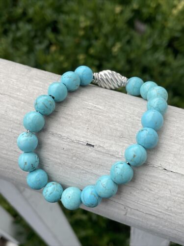 DAVID YURMAN Spiritual Bead Ball Bracelet Sterling Silver with Turquoise - Picture 4 of 7