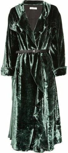 NINA RICCI Emerald Green Velvet Draped Open Front Cuff Sleeve Coat Jacket FR 38 - Picture 10 of 12
