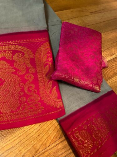 Sari in cotone con telaio a mano Madurai - Foto 17 di 51
