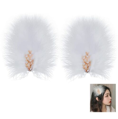 2 Pcs Feather Hair Clip Party Hairpins Fascinators Hair Barrettes Elegant Hai...