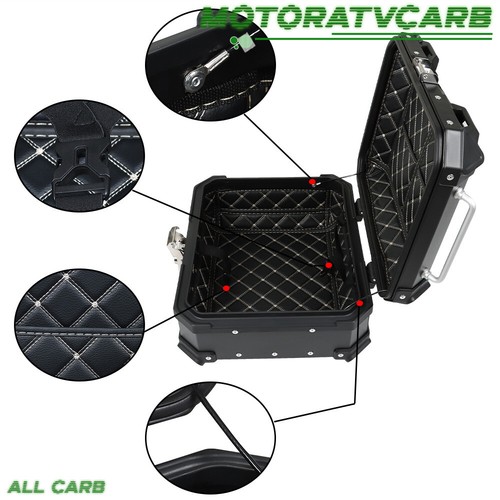 Motorcycle Aluminum Trunk Rear Top Case Luggage Tour Tail Tool Box Lock 22L US - Picture 5 of 12