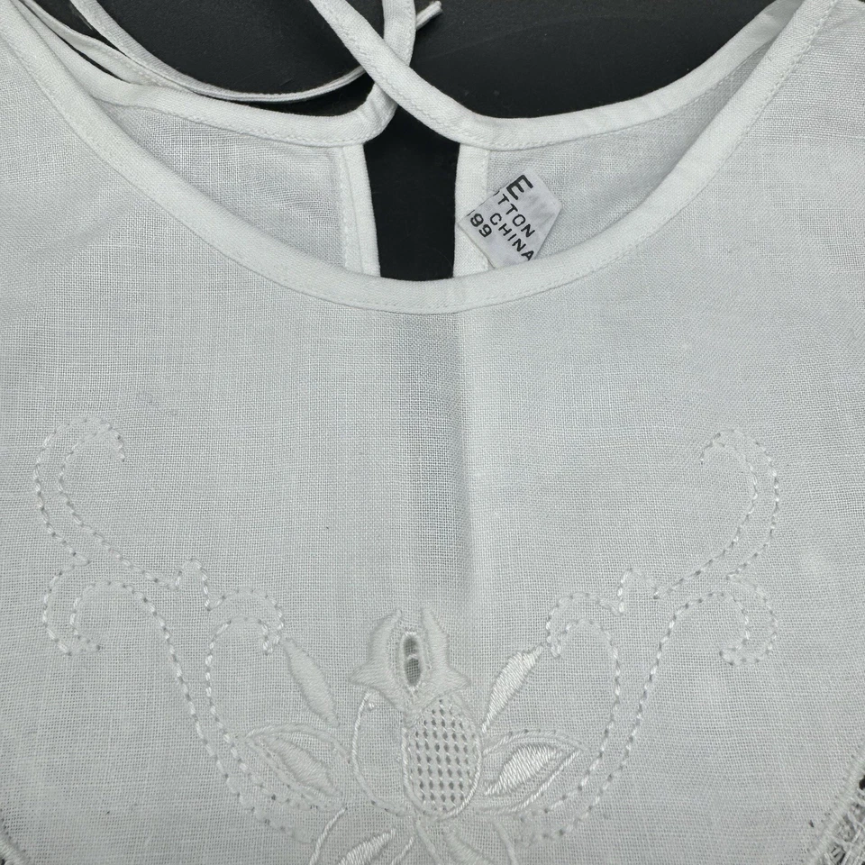 De colección Cuello de Encaje Bordado a Mano Abotonado Blanco Algodón Pekín Artesanías Foto 3 de 4