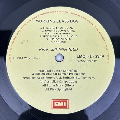 Rick Springfield - Working Class Dog LP Vinyl Record VG/VG 1981 Album EMCJ 5249 - Picture 8 of 19