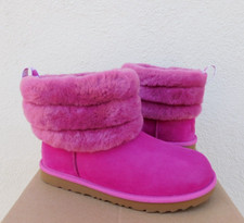 UGG FUCHSIA FLUFF MINI QUILTED SHEEPSKIN BOOTS, KID 4, FITS WOMEN US 6/ 37 NIB