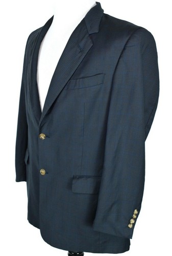 Burberry London Mens Wool Blazer Jacket Sport Coat 42R Navy Blue Plaid Check - Picture 2 of 12