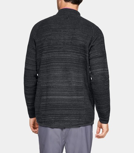 Under Armour Threadborne Mens Black Gray Raglan Wool 1/2 Zip Sweater NWT M $150 - Picture 4 of 7