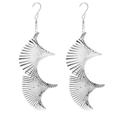 2Pcs Wind Chime 3D Metal Bird Scare Discs Reflector Outdoor Garden Hanging Decor