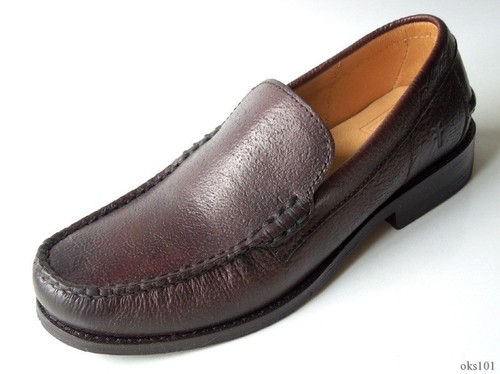 FRYE mens dark brown leather loafers Douglas Venetian Hammered shoes Mexico-made - 第 2/6 張圖片