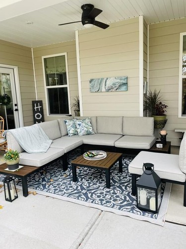 6 Piece Patio Furniture Set Metal Conversation Sets Sofa with Cushions - Picture 12 of 12