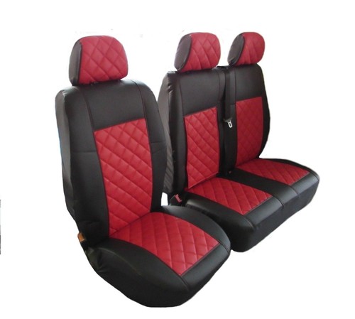 Designed to fit VAUXHALL Vivaro 2002-2013 RED ECO LEATHER Seat Covers 2+1 - Picture 2 of 2