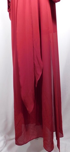 HALSTON HERITAGE Woman's Red Ruched VNeck Bishop Sleeves Empire Waist Dress Sz 4 - Picture 5 of 8