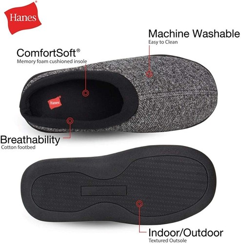 Hanes Men's Memory Foam Indoor Outdoor Clog Slippers - Picture 3 of 45